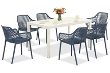 King/Aria tuinset wit en blauw voor 6 personen Bica