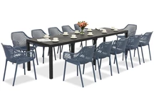 King Double/Aria antraciet blauwe tuinset voor 12 personen Bica
