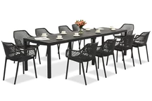 King Double/Aria antraciet tuinmeubelset voor 10 personen Bica