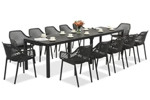 King Double/Aria antraciet tuinmeubelset voor 12 personen Bica