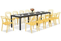 King Double/Vague antraciet oranje tuinmeubelset voor 12 personen Bica