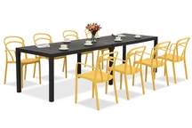 King Double/Vague antraciet oranje tuinmeubelset voor 8 personen Bica