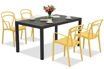King/Vague antraciet oranje tuinmeubelset voor 4 personen Bica