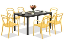 King/Vague antraciet oranje tuinmeubelset voor 6 personen Bica