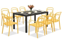 King/Vague antraciet oranje tuinmeubelset voor 8 personen Bica