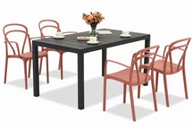 King/Vague antraciet rode tuinset voor 4 personen Bica
