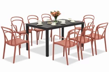 King/Vague antraciet rode tuinset voor 8 personen Bica