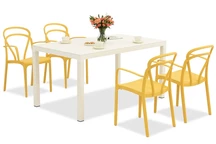 King/Vague ensemble de jardin blanc et orange pour 4 personnes Bica
