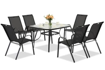 Tuintafel Modena zwart voor 6 personen met vierkante tafel Garden Point
