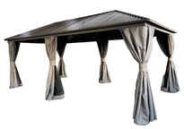Metalen tuinhuisje Sardinia 3x6 met gordijnen Garden Point antraciet
