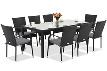Meuble de jardin en technorattan Milan pour 8 personnes avec grande table Garden Point noir