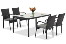 Milan 4 Garden Point technorattan set black