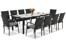 Milan technorattan tuinmeubelen voor 10 personen met grote Garden Point tafel zwart