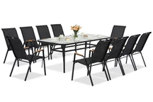 Modena/Bitonto metalen tuinmeubelen voor 10 personen met grote Garden Point tafel zwart
