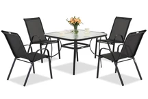 Modena metalen tuinmeubel voor 4 personen met Garden Point vierkante tafel zwart