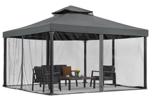 Pavillon de jardin anthracite avec moustiquaire Valencia 4x4 m Garden Point