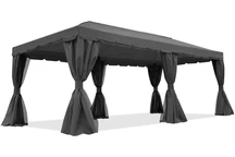 Pavillon de jardin anthracite avec rideaux Valencia 3x6 m Garden Point
