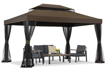 Pavillon de jardin marron avec moustiquaire Valencia 3x4 m Garden Point
