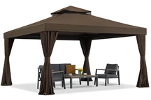 Pavillon de jardin marron avec rideaux Valencia 4x4m Garden Point