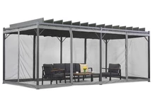 Pergola de terrasse Anthracite Malaga 3x6m avec moustiquaire Garden Point