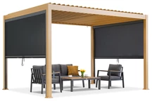Pergola de terrasse autoportante Lagos 3x4 avec volets roulants latéraux en bois Garden Point de 3m - anthracite