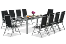 Salon de jardin Garden Point en aluminium avec grande table Polywood Verona pour 10 personnes