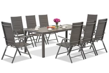 Salon de jardin Garden Point en aluminium gris avec grande table Polywood Verona pour 8 personnes