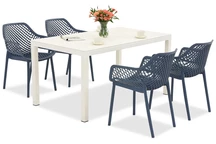 Salon de jardin King/Aria blanc et bleu pour 4 personnes Bica