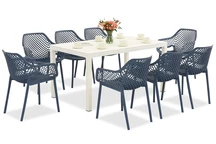 Salon de jardin King/Aria blanc et bleu pour 8 personnes Bica