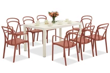 Salon de jardin King/Vague blanc et rouge pour 8 personnes Bica