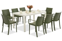 Salon de jardin King/Victoria blanc et vert pour 8 personnes Bica