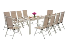 Salon de jardin en aluminium avec grande table Polywood Verona pour 10 personnes Garden Point beige