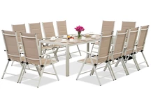 Salon de jardin en aluminium avec grande table Polywood Verona pour 12 personnes Garden Point beige