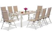 Salon de jardin en aluminium avec grande table Polywood Verona pour 8 personnes Garden Point beige