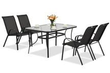 Salon de jardin en métal Modena pour 4 personnes avec petite table Garden Point noir