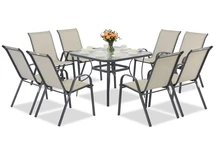 Salon de jardin en métal gris clair Modena pour 8 personnes avec table carrée Garden Point