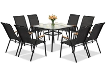 Salon de jardin en métal noir Modena/Bitonto pour 8 personnes avec table carrée Garden Point