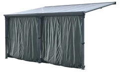 San Diego aluminium terrasoverkapping met gordijnen 4,3 x 3 m CoverTech antraciet