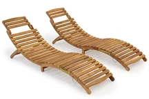 Set van twee houten ligstoelen Liberia Garden Point