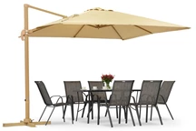Siena 3x3m houtachtige tuinparasol met beige hoes Garden Point
