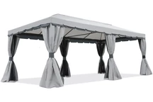 Tuinpaviljoen met muskietennet en gordijnen grijs Valencia 3x6m Garden Point