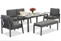 Zakintos Apetito 4 aluminium set with bench anthracite Garden Point
