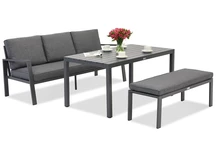 Zakintos Apetito Comfort 3 aluminium set met bank antraciet Garden Point
