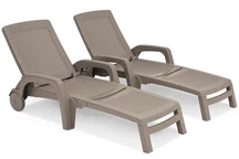 Lot de deux chaises longues Bahama Bica en technorattan cappuccino