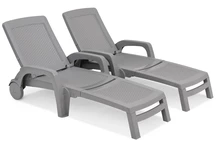 Lot de deux chaises longues Bahama Bica en technorattan gris