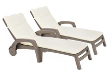 Lot de deux chaises longues en technorattan avec coussins Bahama Bica cappuccino