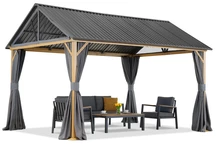 Teramo metalen tuinhuisje met 4x3 gordijnen Tuinpunt