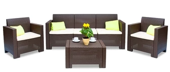 Ensemble Nebraska 3 en poly rotin marron
