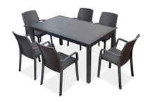 Ensemble de meubles en résine tressée Houston/Indiana anthracite pour 6 personnes Bica