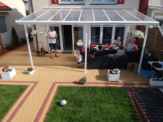 Auvent de terrasse en aluminium Sierra Palram - Canopia 3 x 5,46 m blanc
